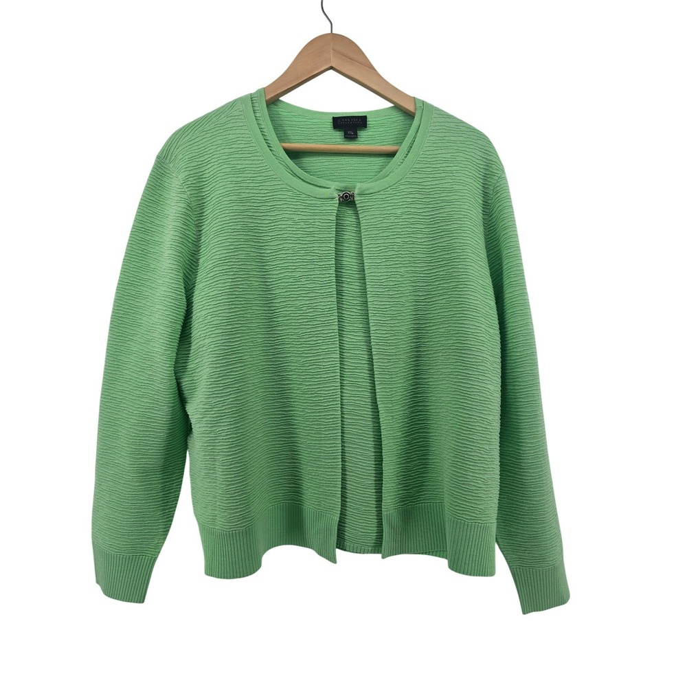 Carlisle Collection Cardigan Womens XXL Green Elysian Silk Blend Textured Knit